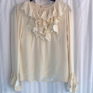 Cream colored ruffle collar blouse size S